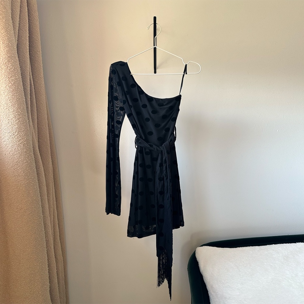 House of Harlow 1960 Cueva Polka Dot One-Shoulder Mini Dress NWT